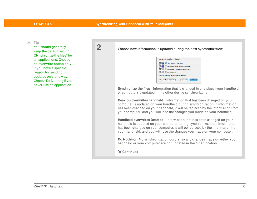 Palm Zire 31 manual Tip 