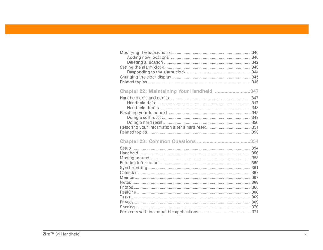 Palm Zire 31 manual Maintaining Your Handheld 347 