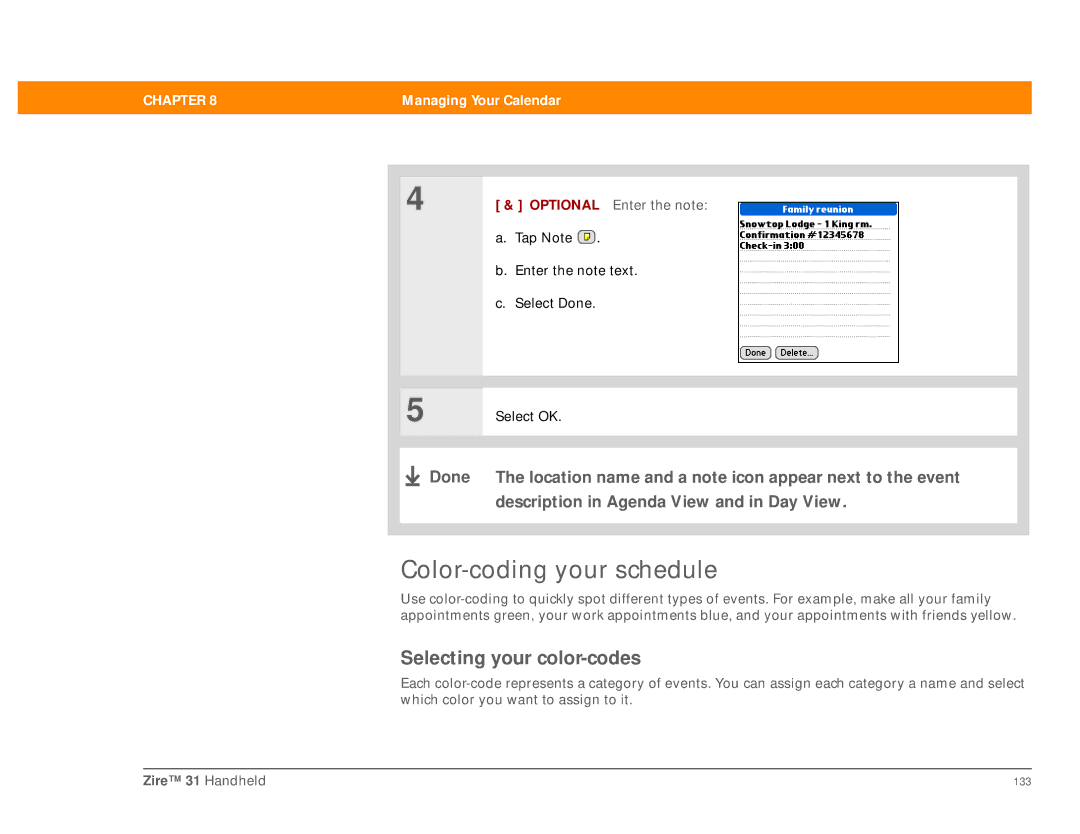 Palm Zire 31 manual Color-coding your schedule, Selecting your color-codes, Select OK 