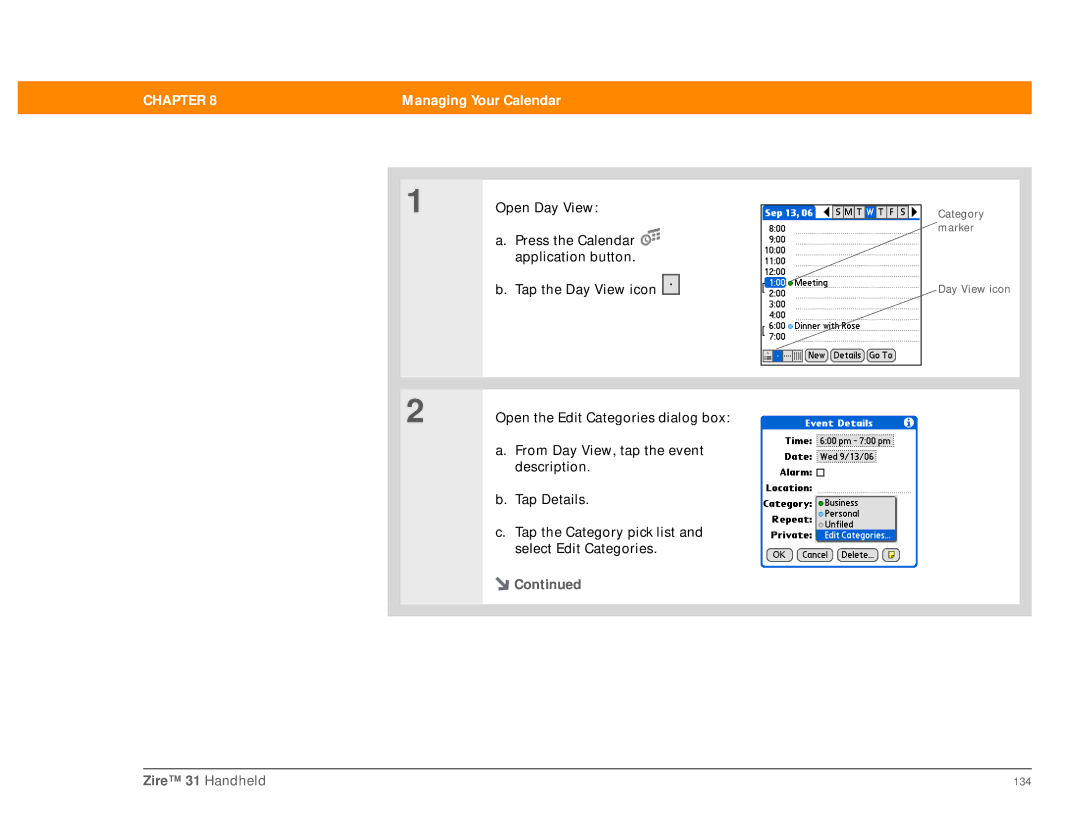 Palm Zire 31 manual Open Day View 