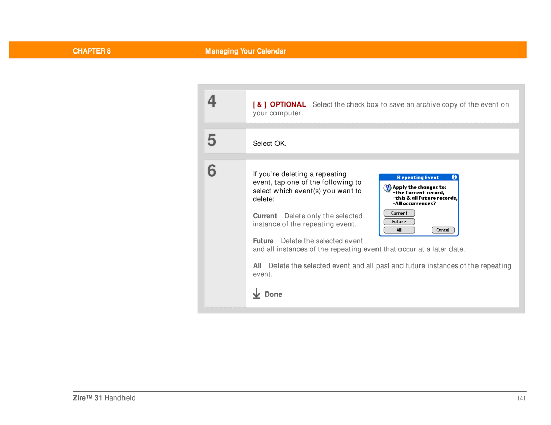 Palm Zire 31 manual 141 