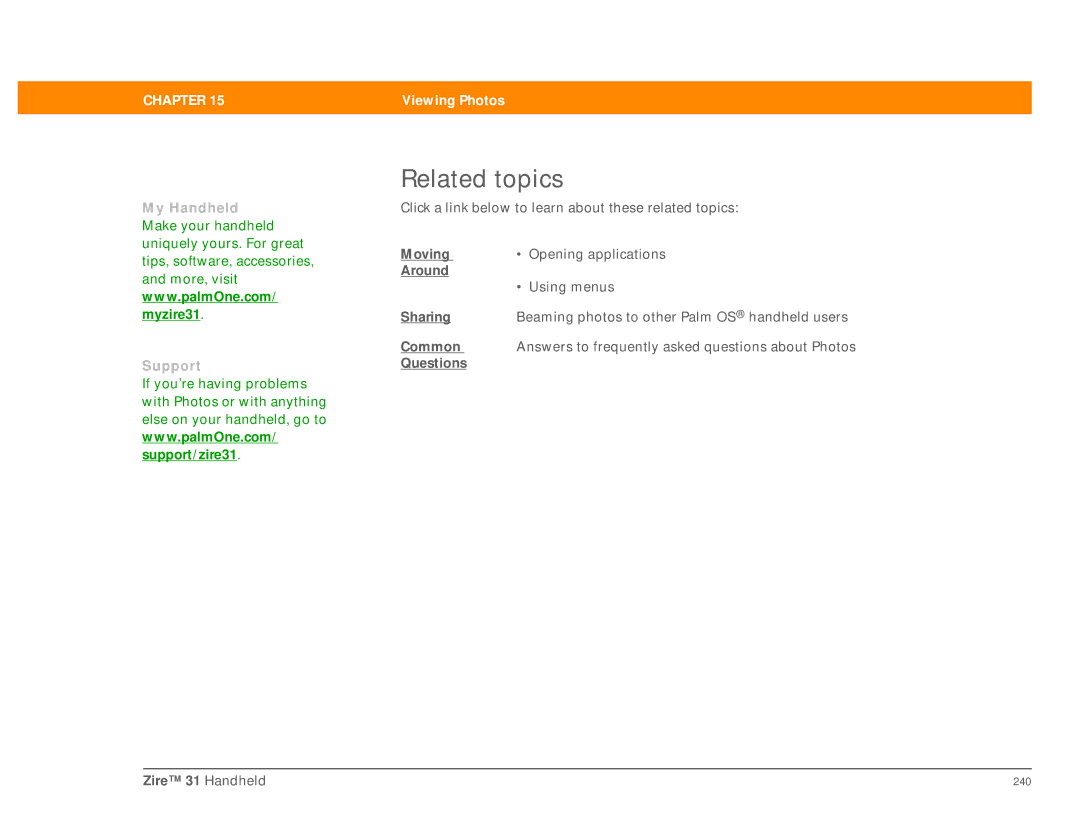 Palm Zire 31 manual 240 