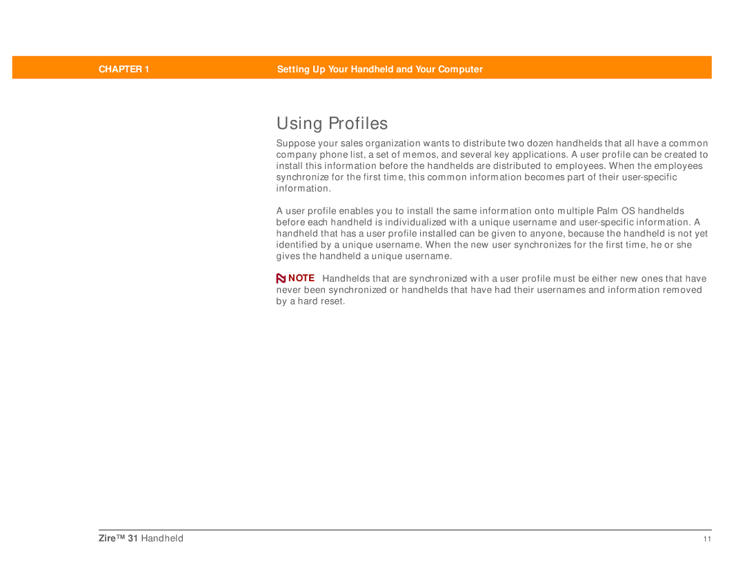 Palm Zire 31 manual Using Profiles 