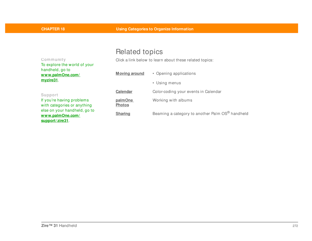 Palm Zire 31 manual PalmOne, Photos Sharing 