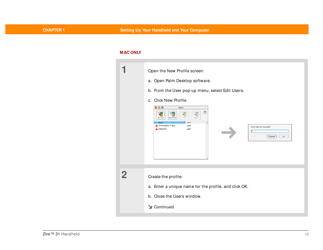 Palm Zire 31 manual MAC only 