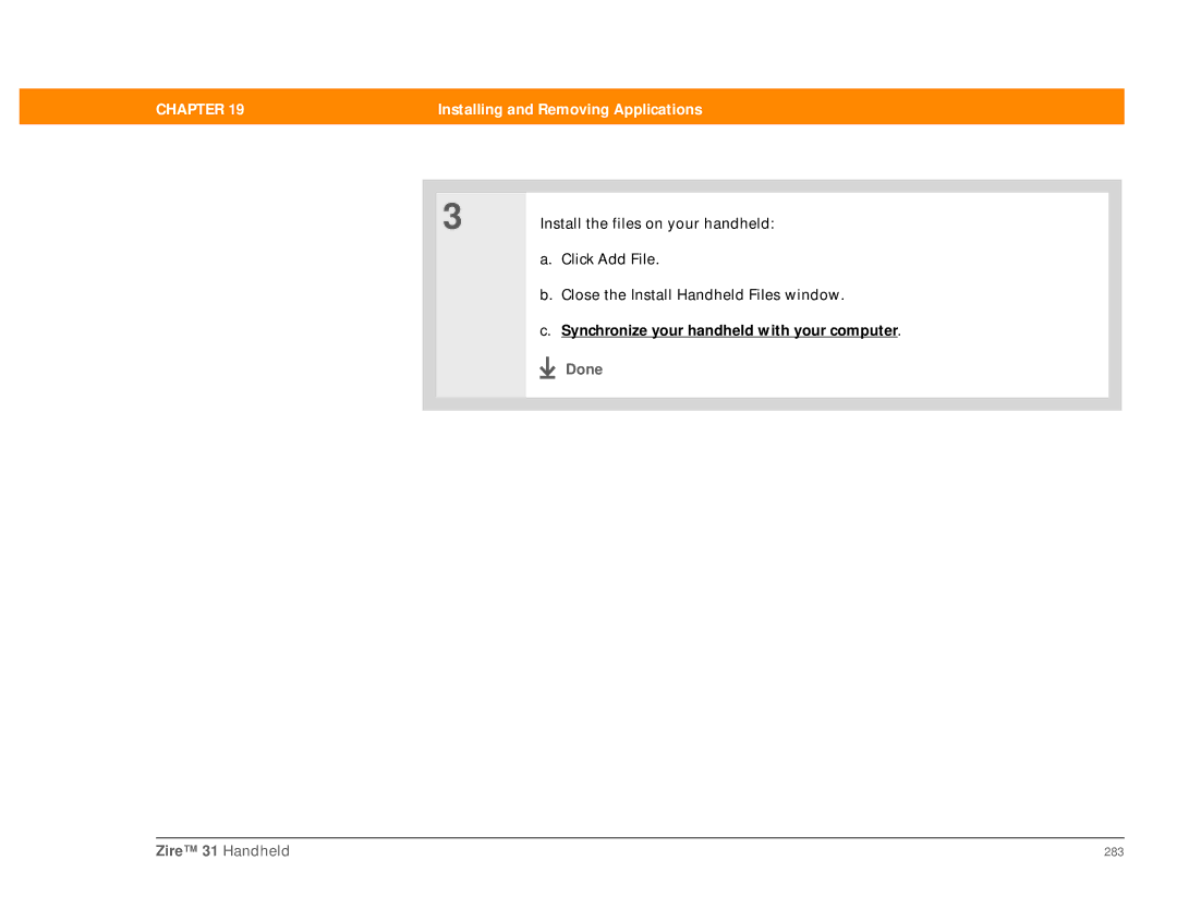 Palm Zire 31 manual Install the files on your handheld 