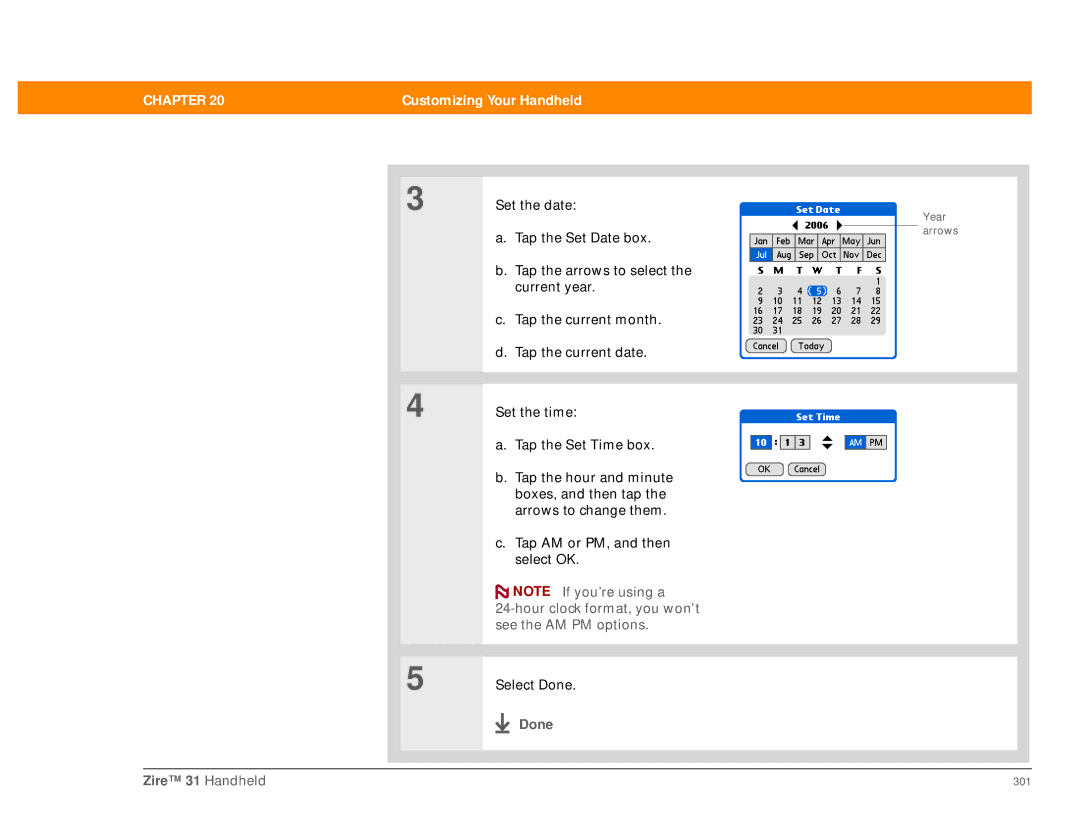 Palm Zire 31 manual Hour clock format, you won’t 