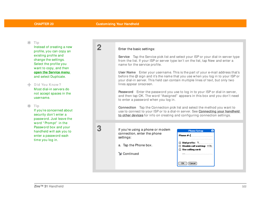 Palm Zire 31 manual Open the Service menu 