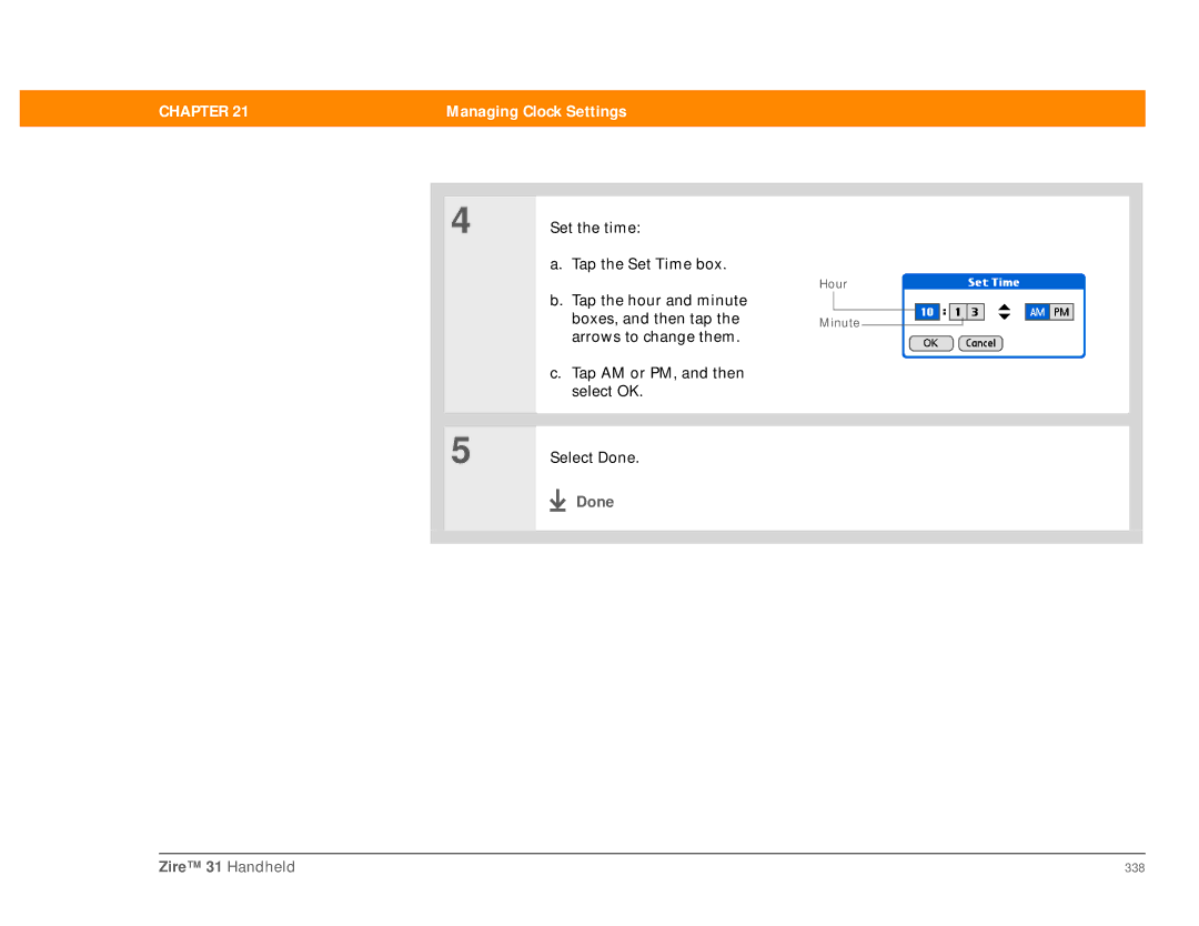 Palm Zire 31 manual Hour Minute 