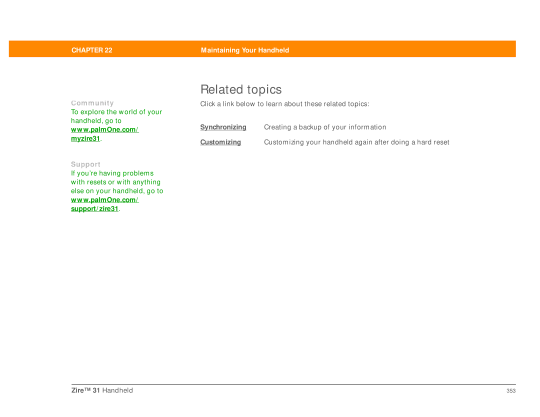 Palm Zire 31 manual 353 
