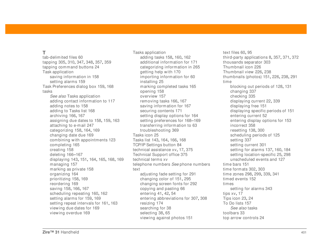 Palm Zire 31 manual See also tasks toolbars 