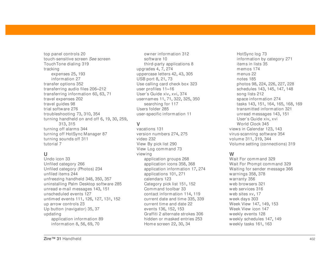 Palm Zire 31 manual 402 
