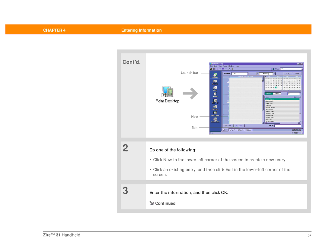 Palm Zire 31 manual Cont’d 
