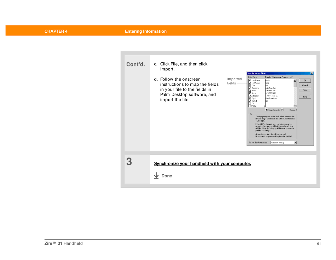 Palm Zire 31 manual Click File, and then click 