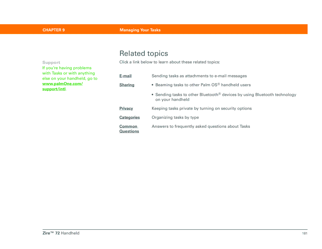 Palm Zire 72 manual Sending tasks as attachments to e-mail messages 