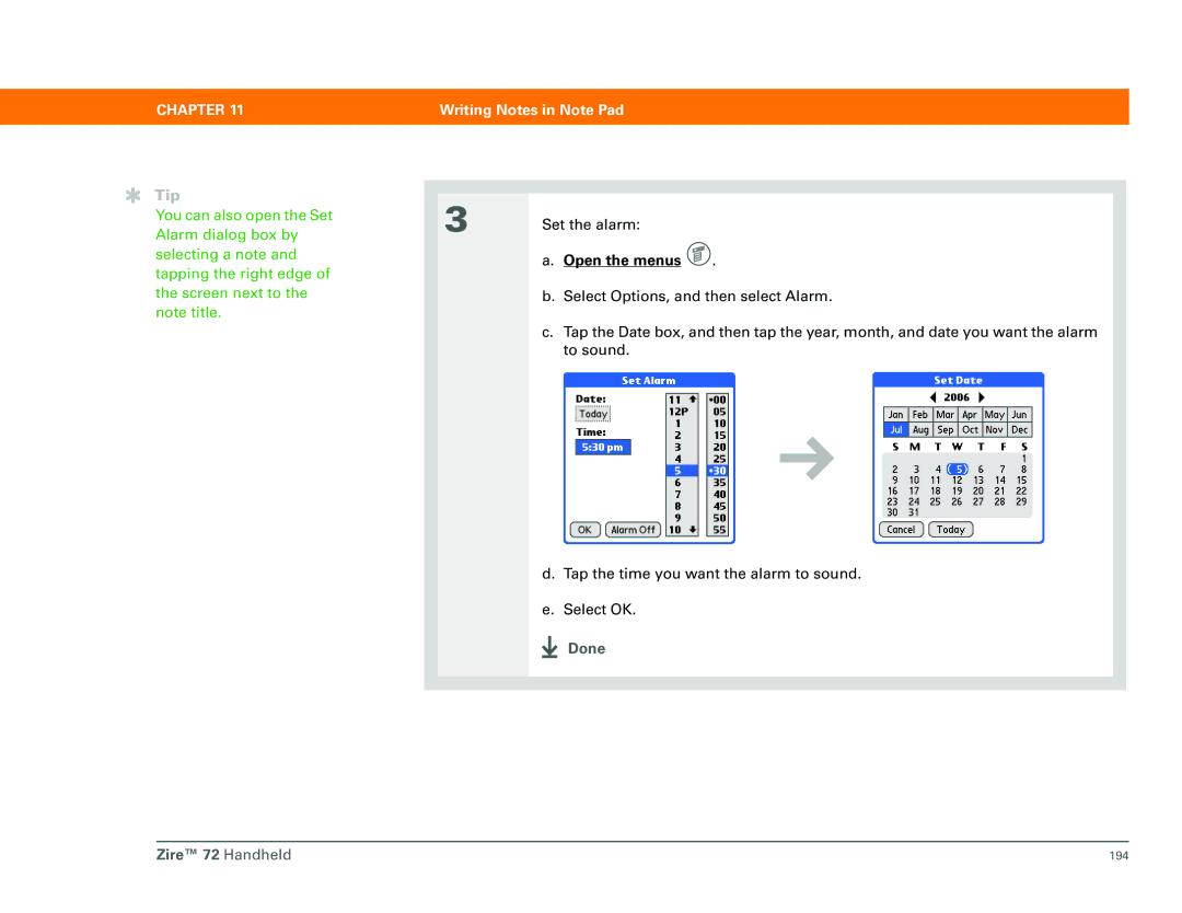 Palm Zire 72 manual Open the menus 