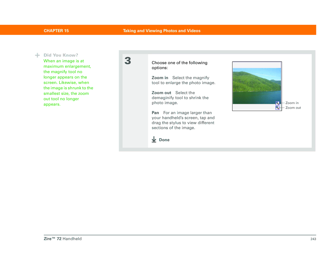 Palm Zire 72 manual Zoom in Select the magnify 