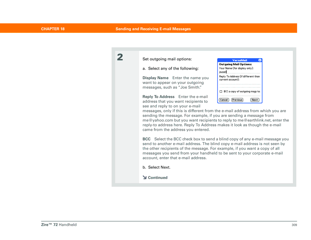 Palm Zire 72 manual Set outgoing mail options 