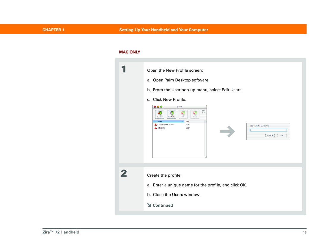 Palm Zire 72 manual MAC only 