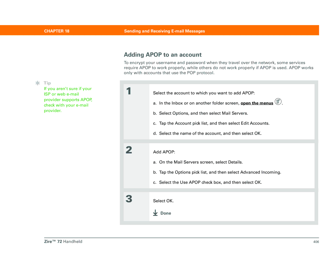 Palm Zire 72 manual Adding Apop to an account 