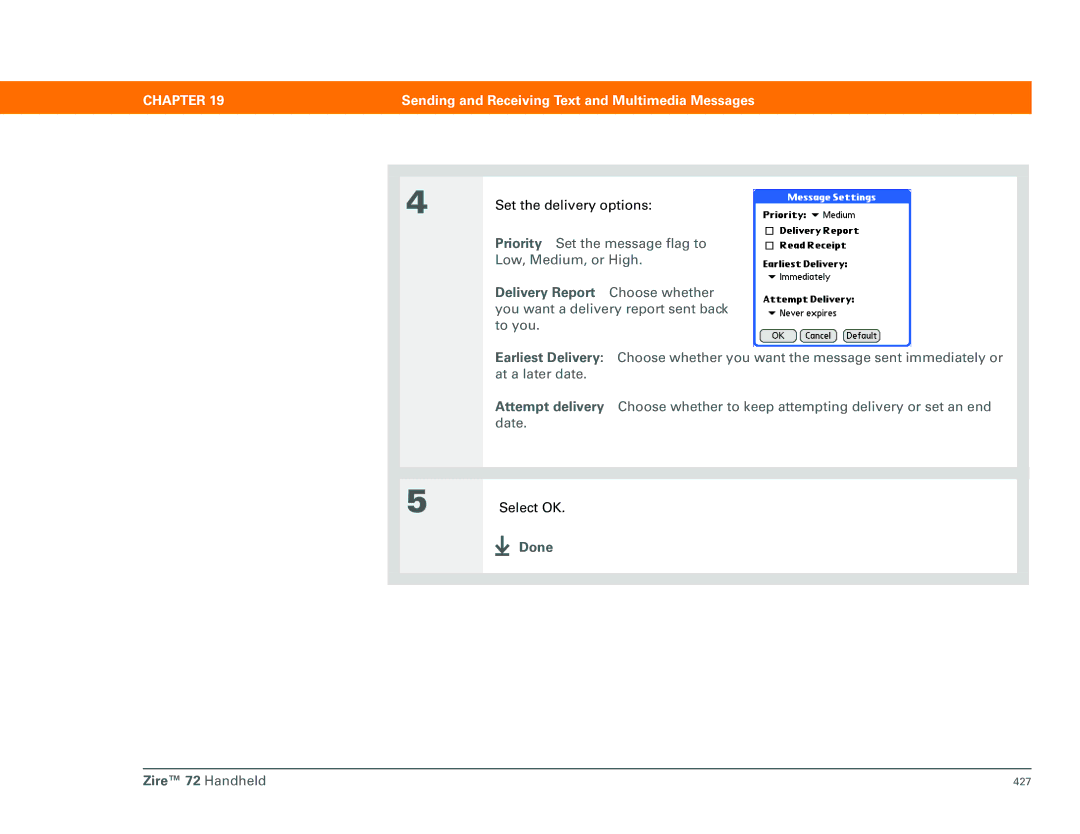 Palm Zire 72 manual Set the delivery options 