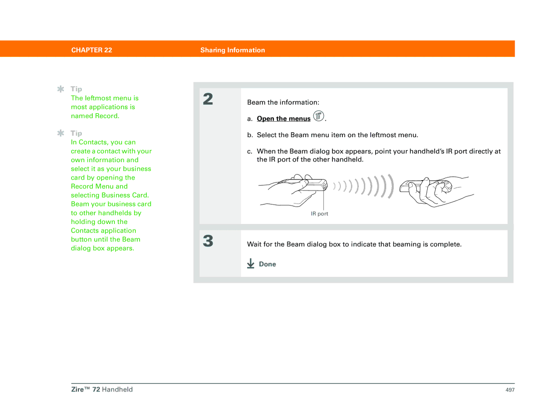 Palm Zire 72 manual Leftmost menu is most applications is named Record 