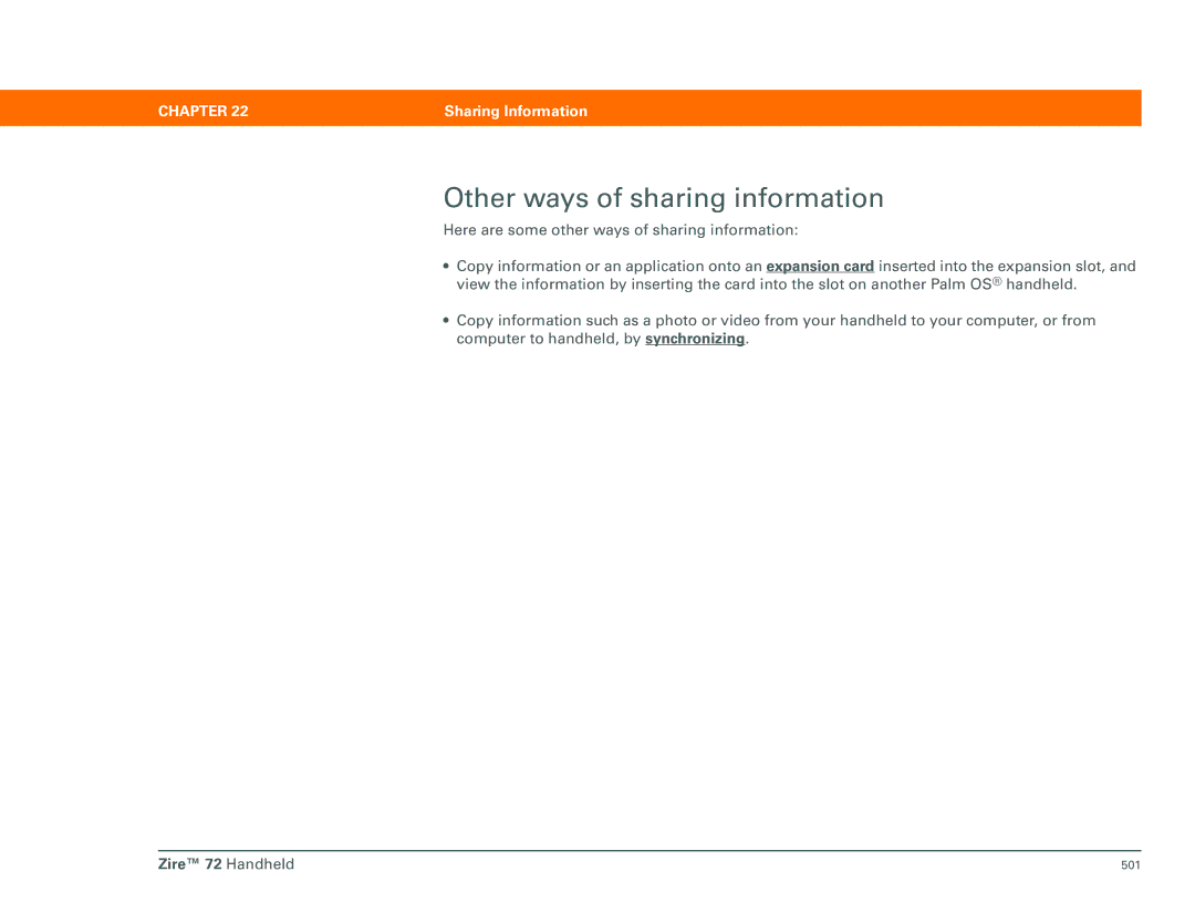 Palm Zire 72 manual Other ways of sharing information 