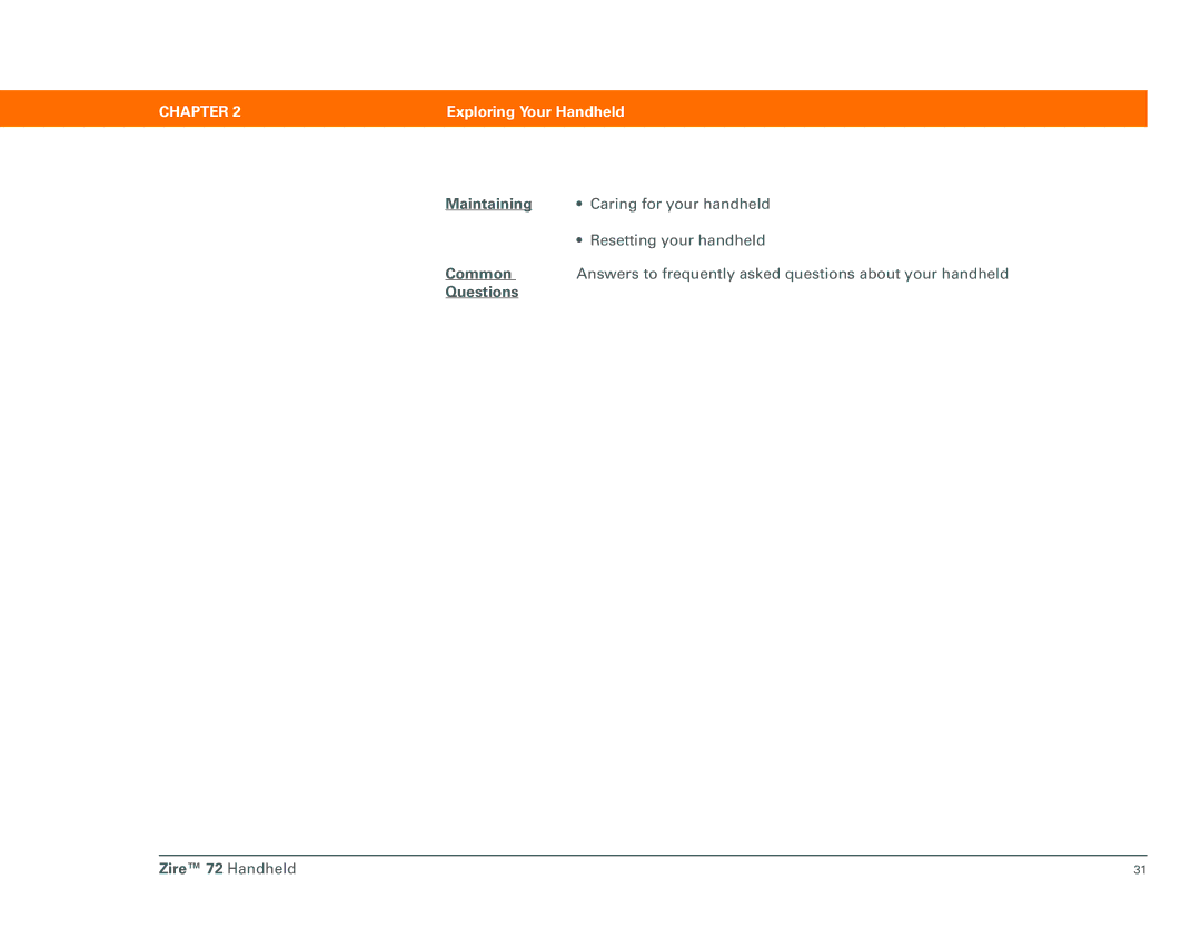 Palm Zire 72 manual Maintaining, Common 