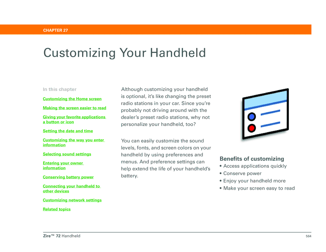 Palm Zire 72 manual Customizing Your Handheld, Benefits of customizing 