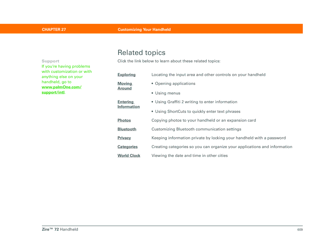 Palm Zire 72 manual Click the link below to learn about these related topics 
