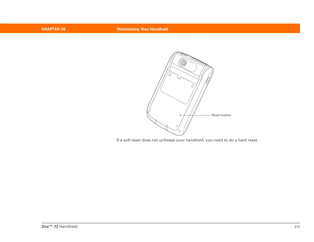 Palm Zire 72 manual Reset button 