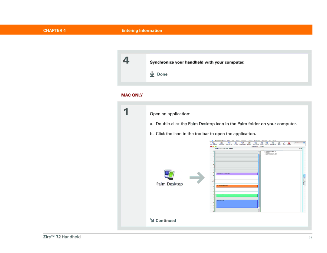 Palm Zire 72 manual Synchronize your handheld with your computer 