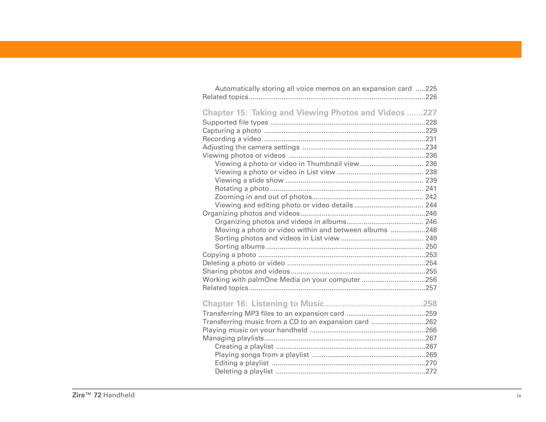 Palm Zire 72 manual Taking and Viewing Photos and Videos 227 