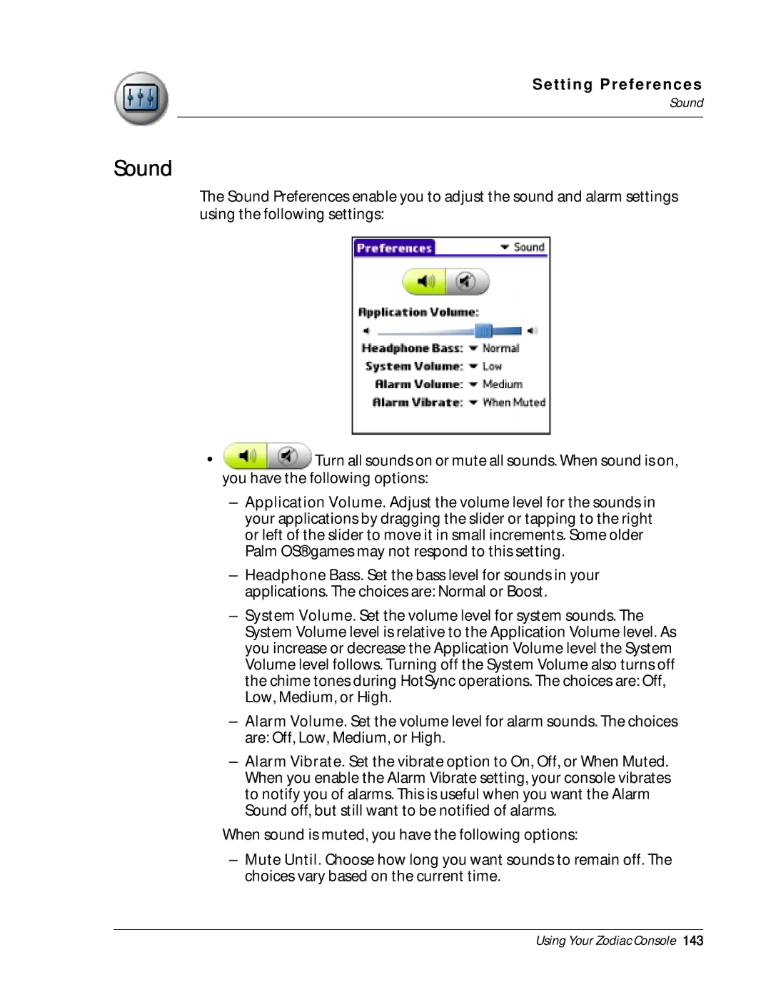 Palm Zodiac manual Sound 