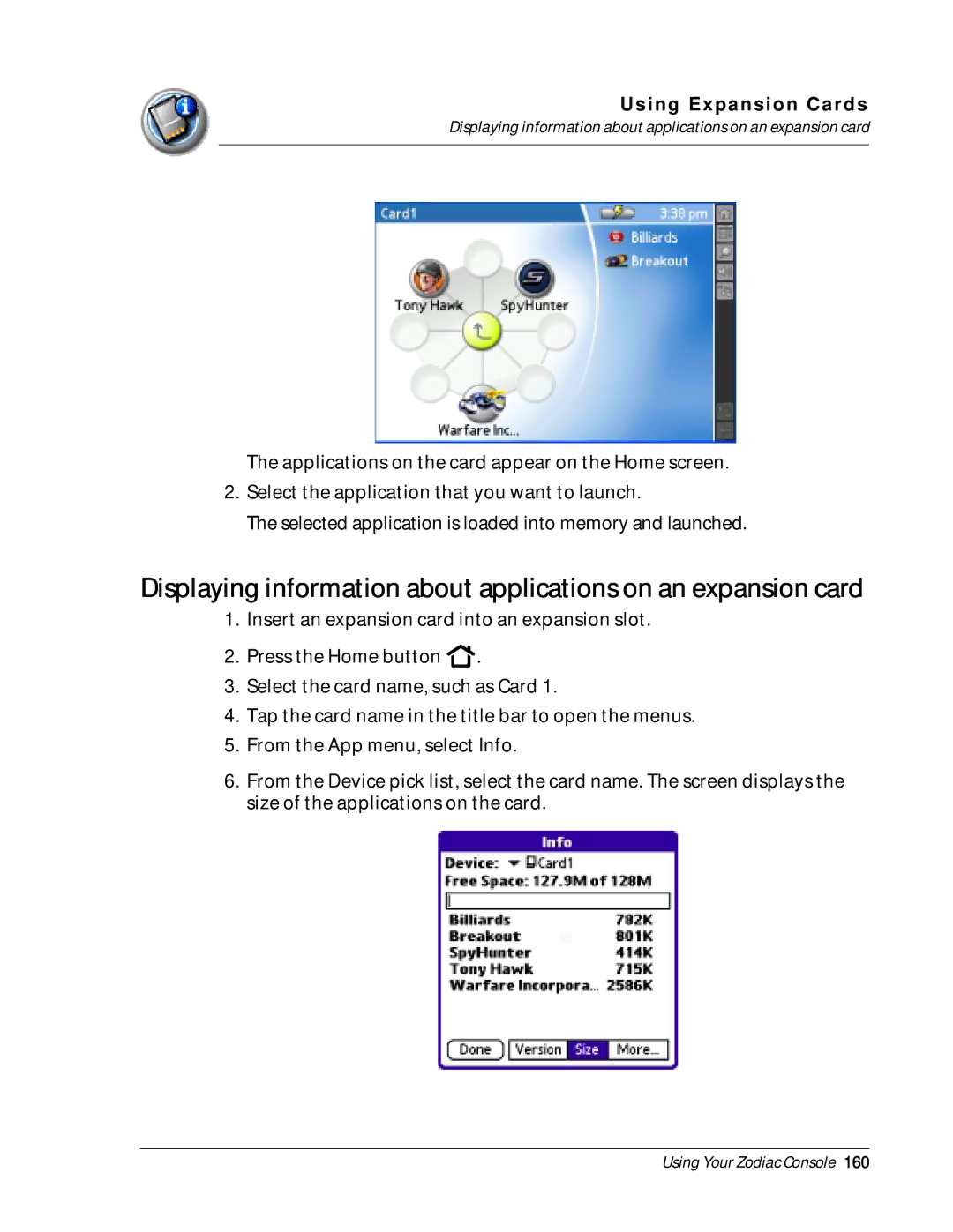 Palm Zodiac manual Using Expansion Card s 