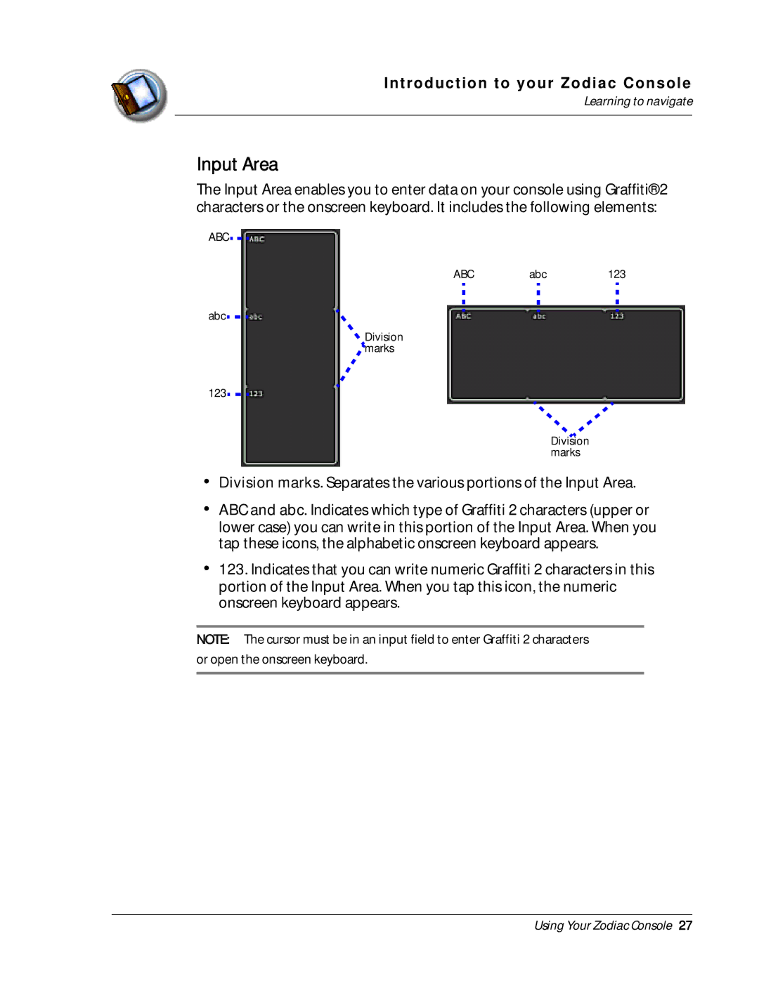 Palm Zodiac manual Input Area 