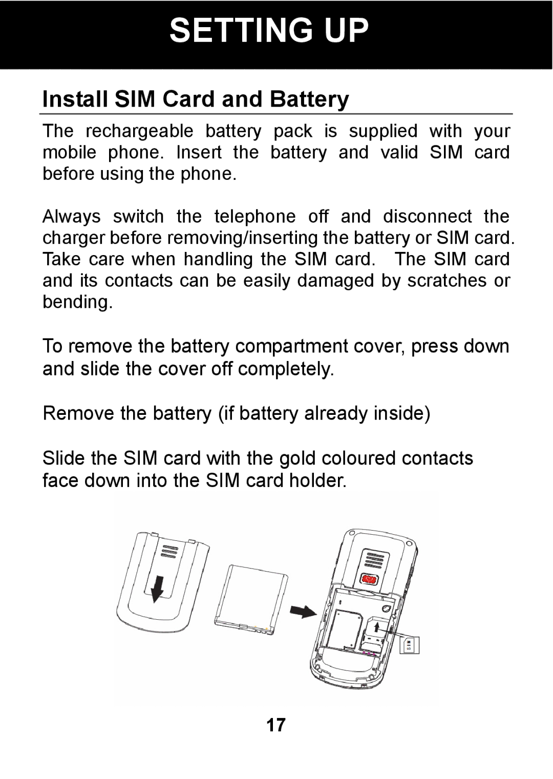 Pal/Pax PAL101 manual Install SIM Card and Battery 