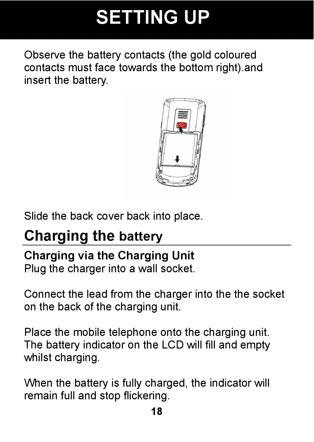 Pal/Pax PAL101 manual Charging the battery, Charging via the Charging Unit 