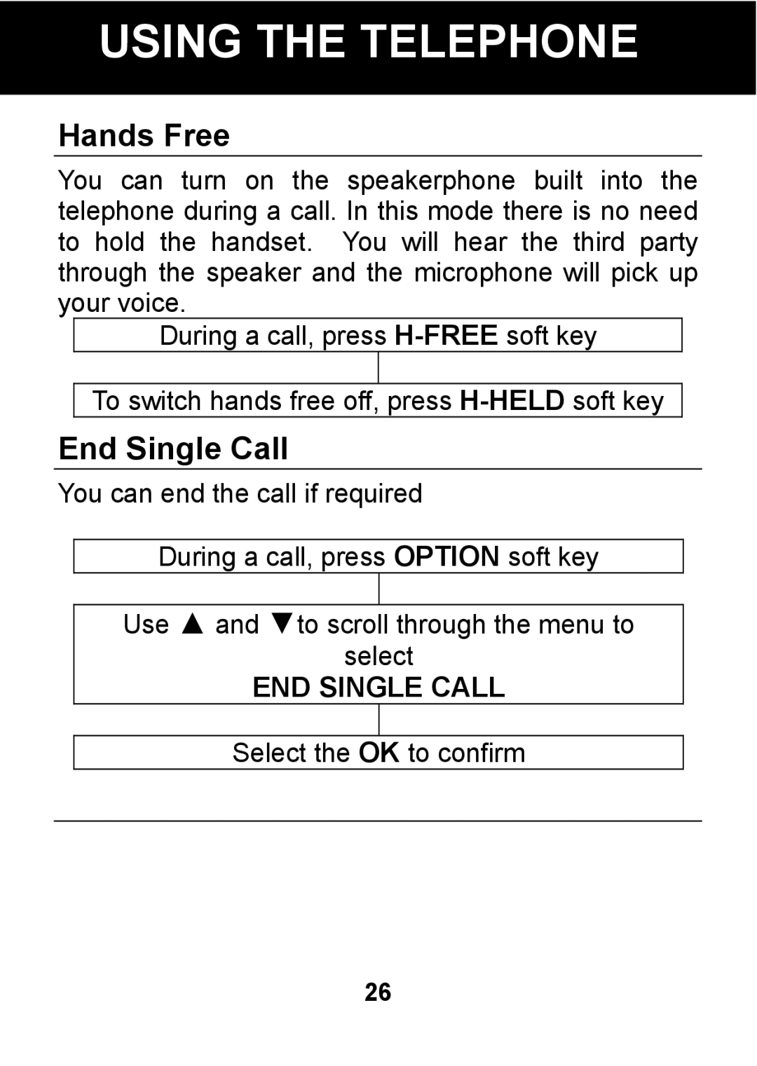 Pal/Pax PAL101 manual Hands Free, End Single Call, END Single Call 