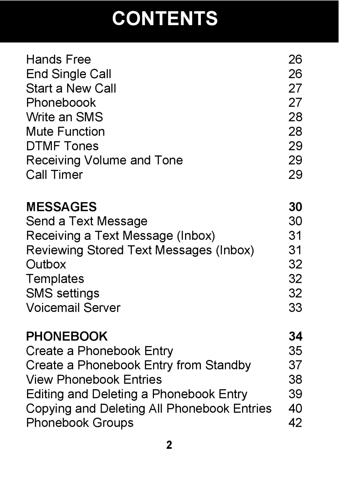Pal/Pax PAL101 manual Messages, Phonebook 