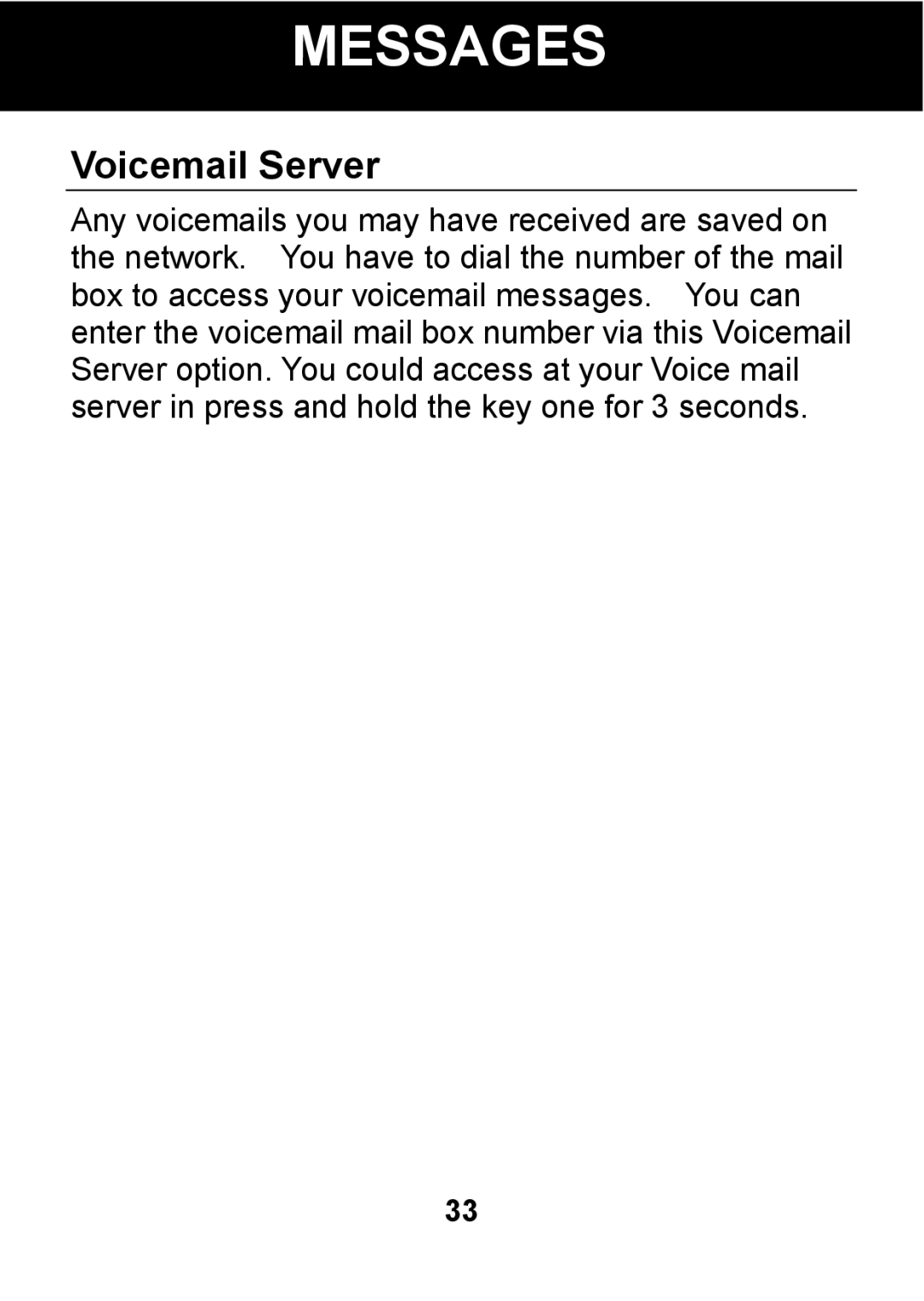 Pal/Pax PAL101 manual Voicemail Server 