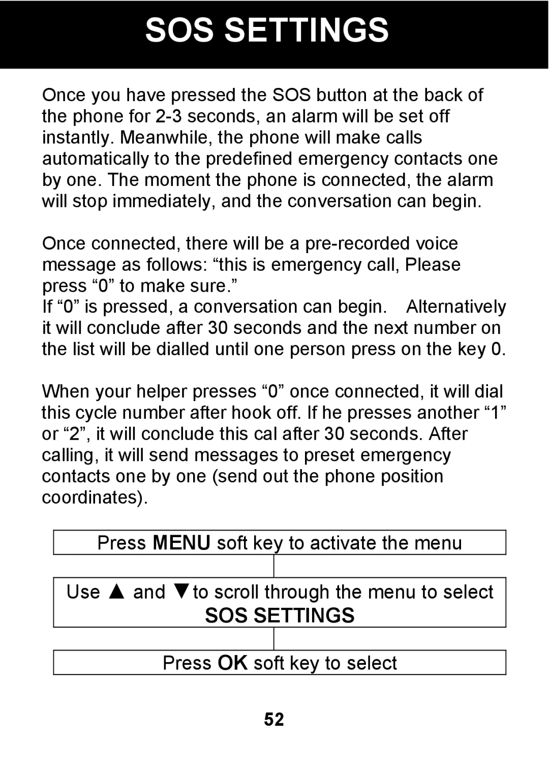 Pal/Pax PAL101 manual SOS Settings 