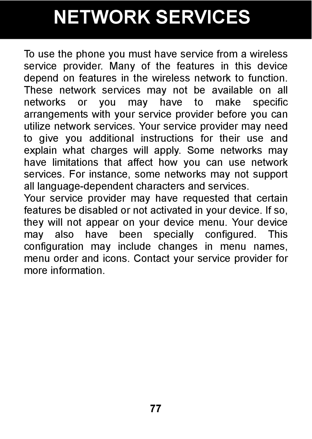 Pal/Pax PAL101 manual Network Services 