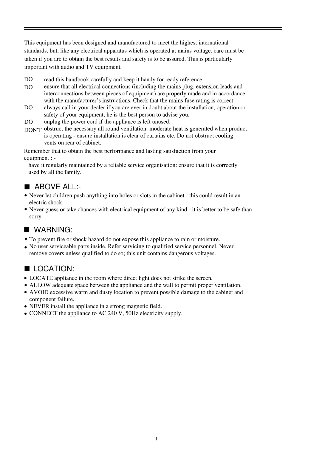 Palsonic 3400 owner manual Above ALL 