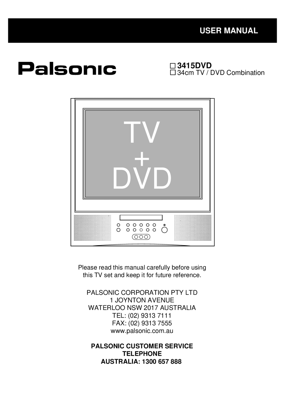 Palsonic 3415DVD user manual Dvd 