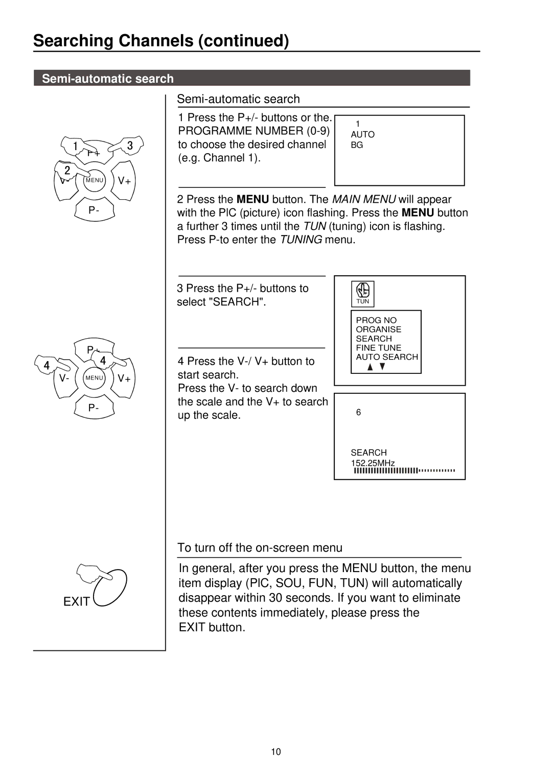 Palsonic 3415DVD user manual Semi-automatic search 