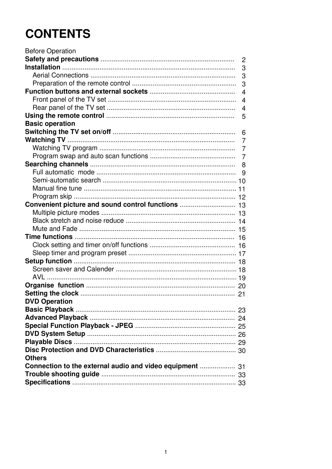 Palsonic 3415DVD user manual Contents 