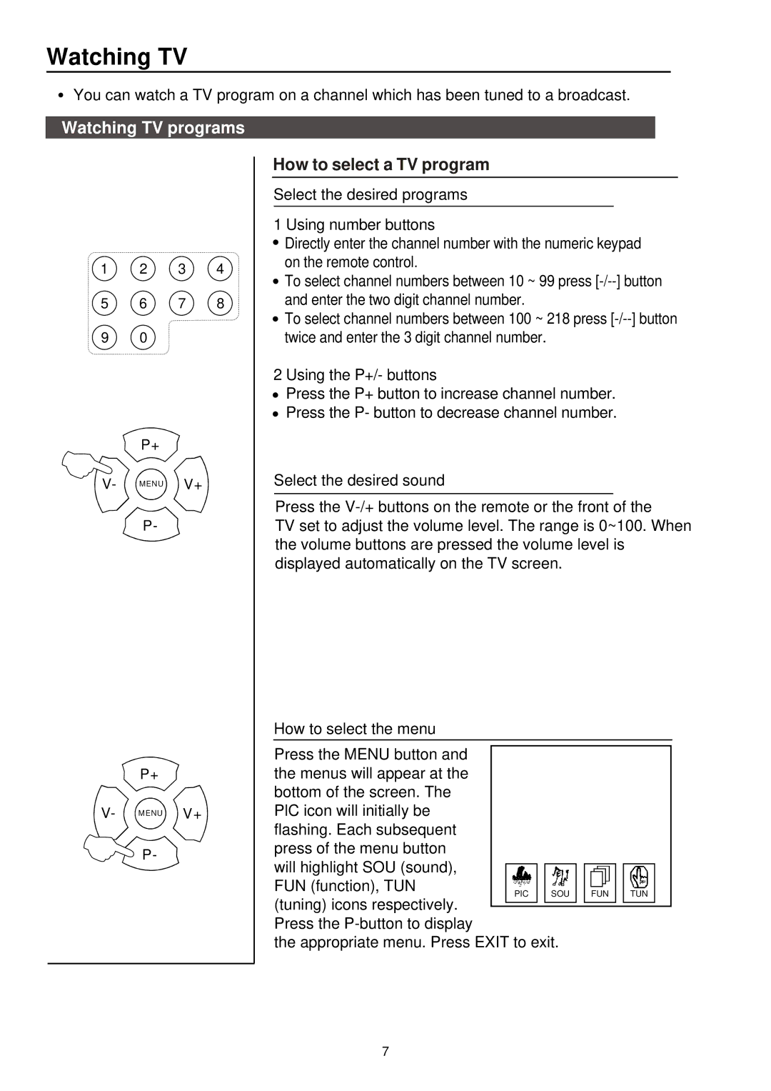 Palsonic 3415DVD user manual Watching TV programs 