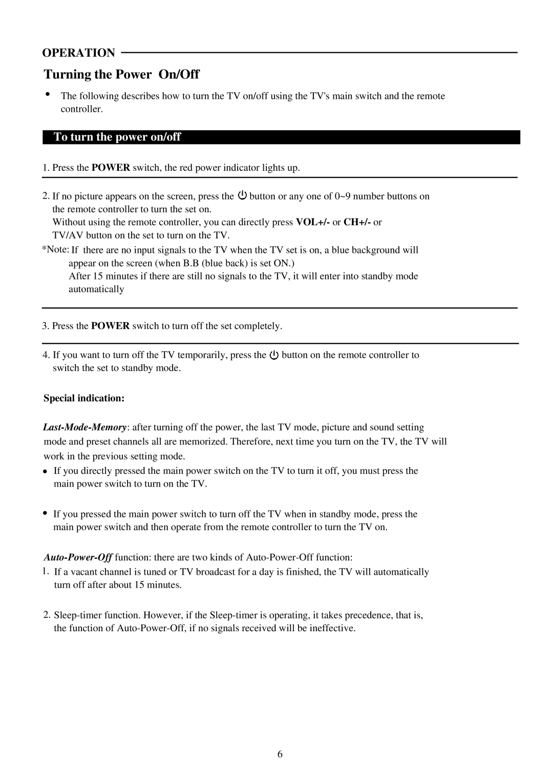 Palsonic 3420B, 3420G, 3420S owner manual Turning the Power On/Off, To turn the power on/off, Special indication 