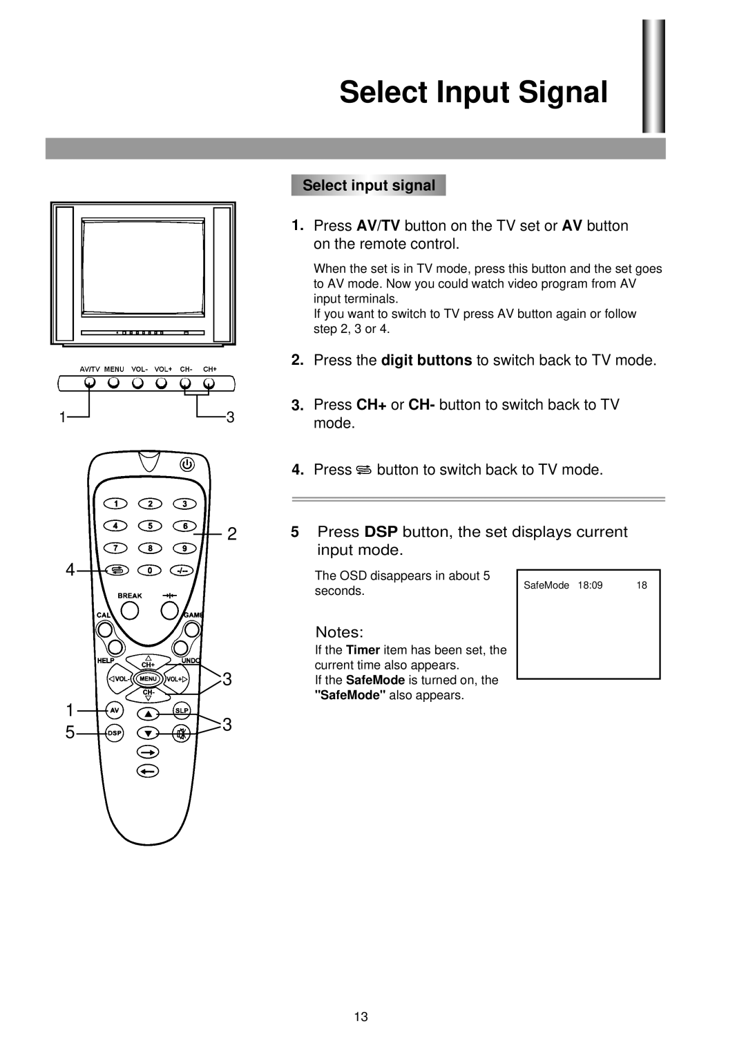 Palsonic 3430G owner manual Select Input Signal, Select input signal 